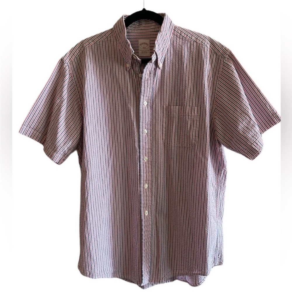 Brooks Brothers short sleeve blue and red striped short sleeve shirt siz…